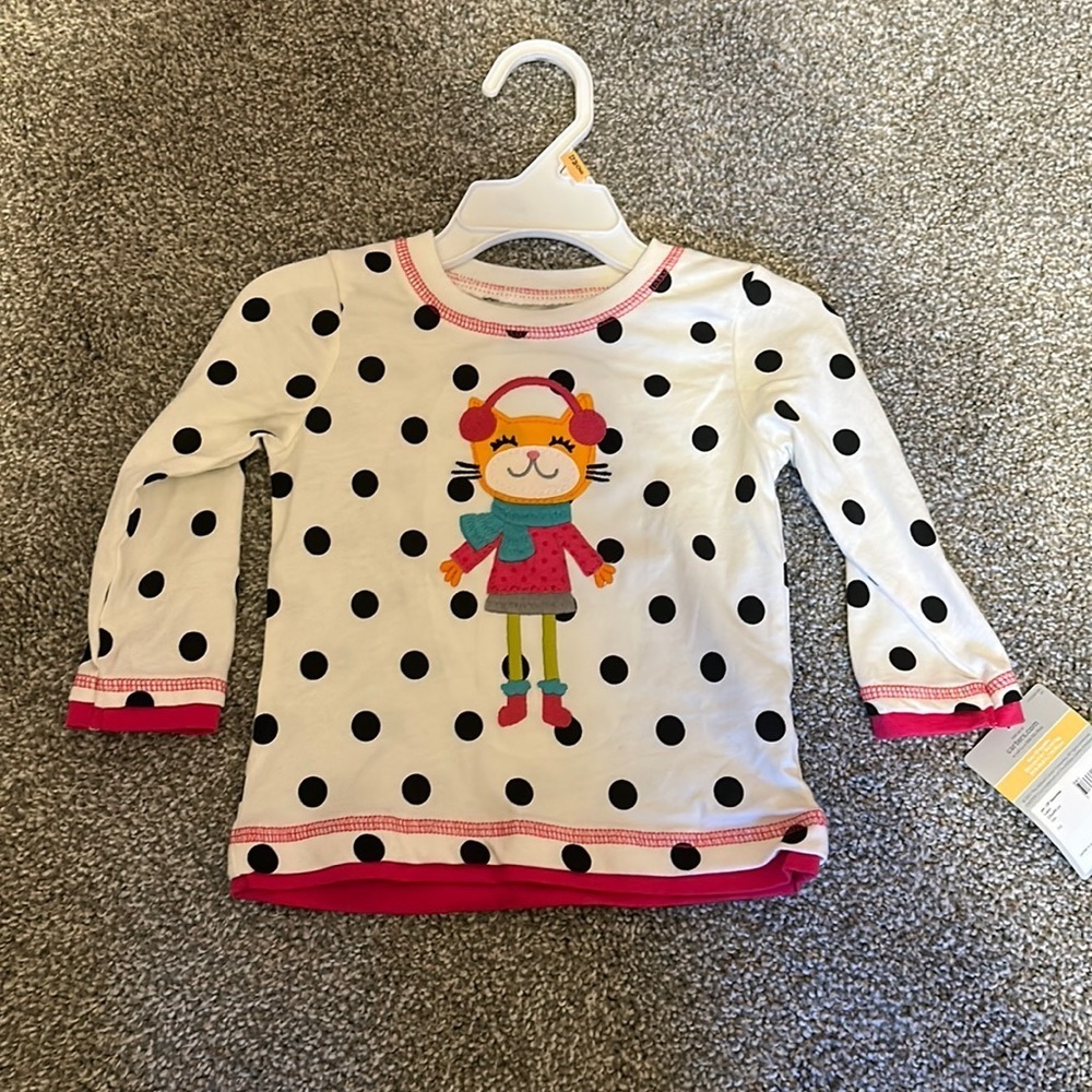 NWT Carter’s Cat Polka Dot Long Sleeve 12 Months